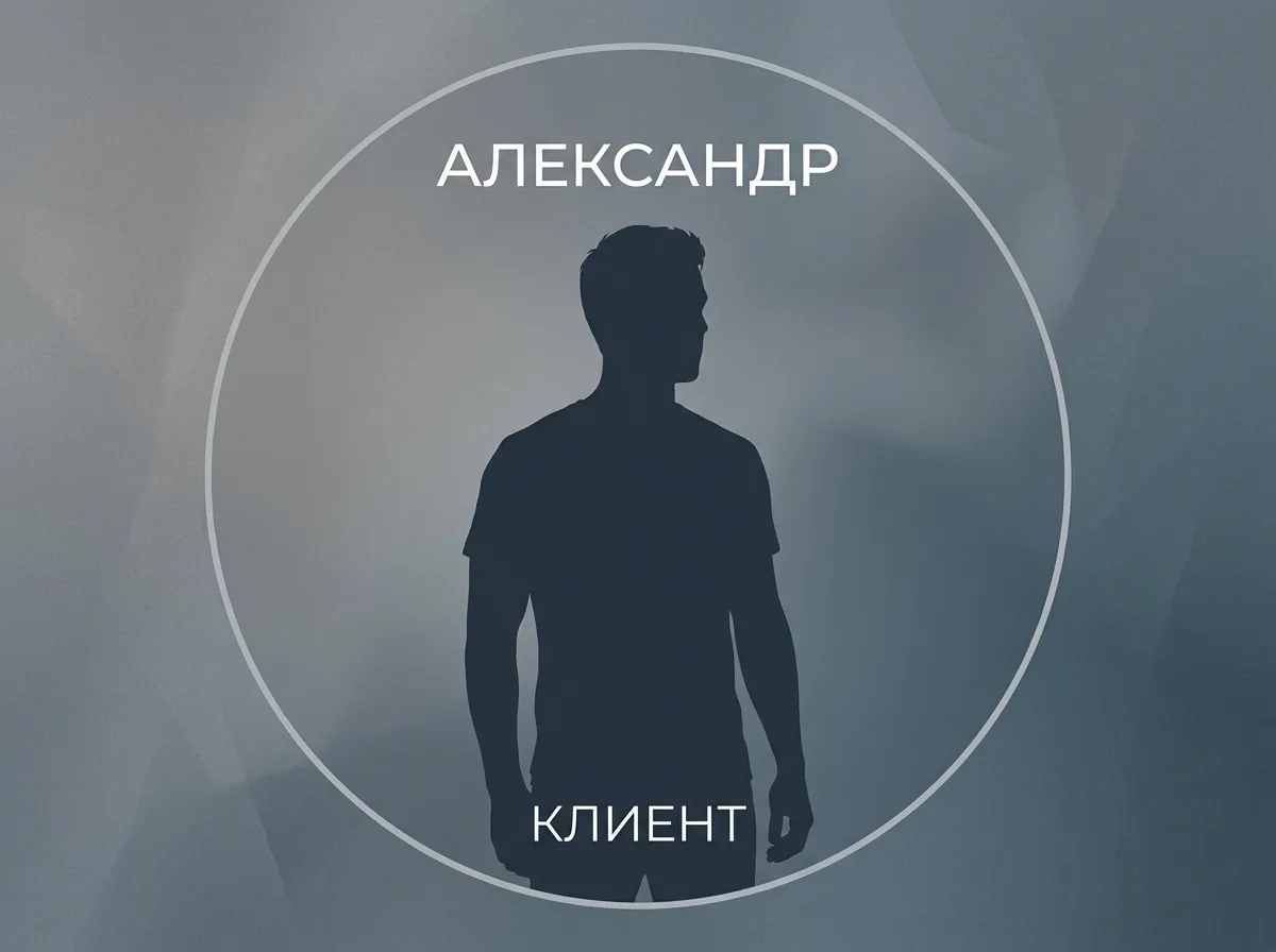Аватар клиента Александра — силуэт мужчины, нейтральный фон